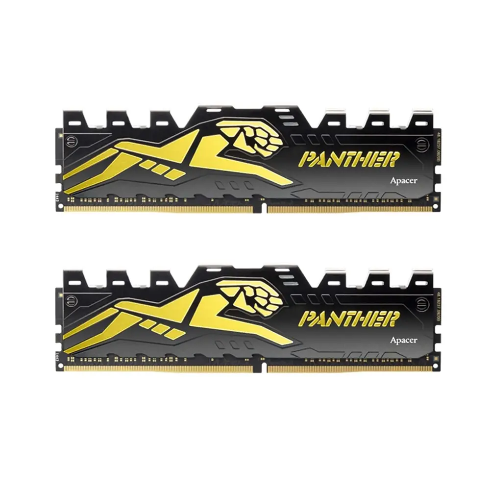 Apacer Panther Black-Gold 16GB (2x8GB) 3200Mhz CL16 DDR4 Gaming Ram (AH4U16G32C28Y7GAA-2).webp