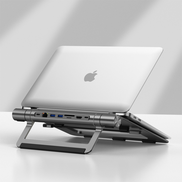 Wiwu 8in1 Notebook Laptop Stand with Docking Station PD3.0/USB3.0/RJ45 (1000Mbps)/SD/TF/HDMI (4K@30Hz)