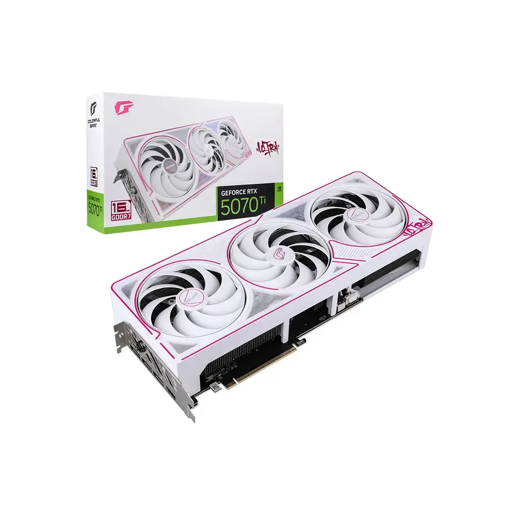 Colorful iGame Nvidia GeForce RTX 5070 Ti Ultra 16GB GDDR7 OC Auto Stop Technology 256Bit - White Graphic Card.webp