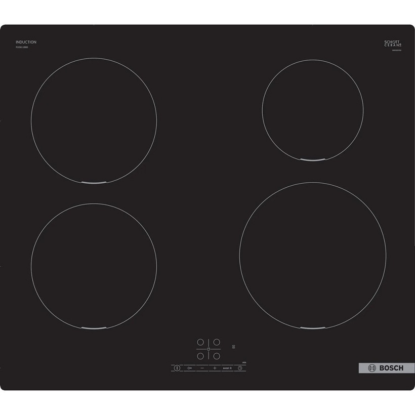 BOSCH PUE611BB5E Series 4 Induction hob 60 cm Black  Induction 4 Electric Ceramic digital display and childproof lock