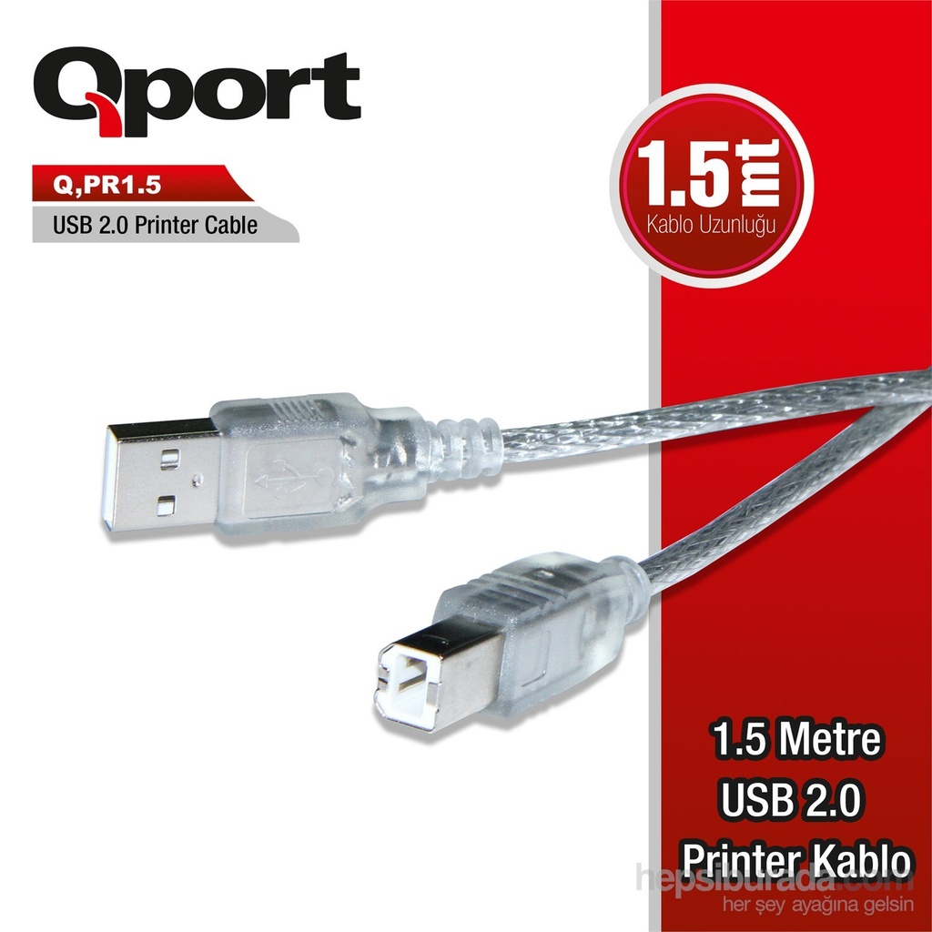 Qport Q-PR1.5 USB 2.0 1.5M Printer Cable