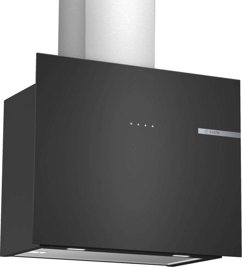 BOSCH DWF65AJ60T Series 4 Wall-mounted Extractor Hood 60cm clear glass black printed  649m3 ventilation capacity 3-stage LED Box