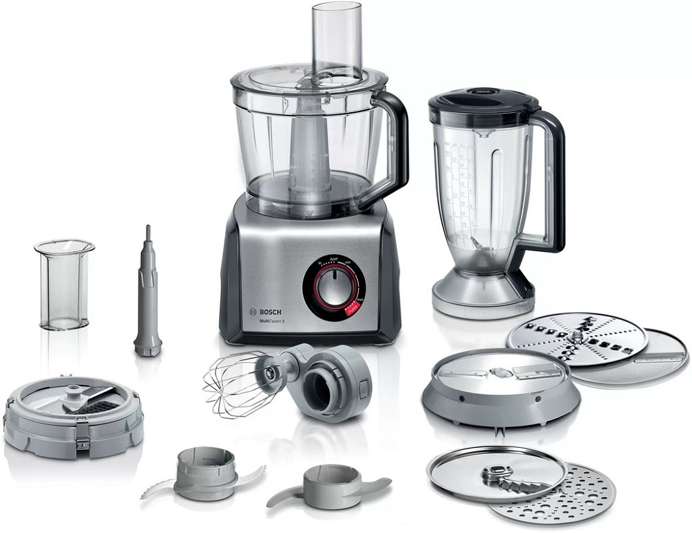 BOSCH MC812M865 Food processor MultiTalent 8 Silver/Smoked 1250W with 50+ different usage features XXL bowl, Brushed stainless steel