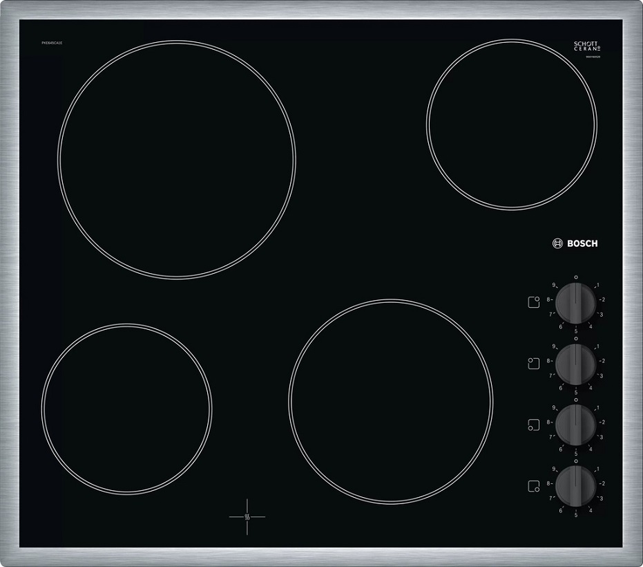 BOSCH PKE645CA1E Serie | 2 Electric hob 60 cm Black, surface mount with frame Ceramic 4 electric digital display and button control