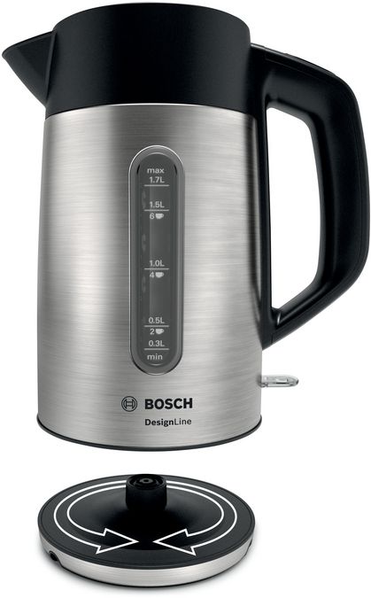 BOSCH TWK4P440 Kettle DesignLine 1.7lt Stainless Black/Steel