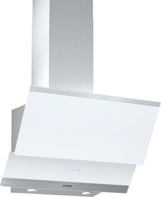 Bosch DWK065G20T Serie | 4 wall-mounted cooker hood 60cm clear glass white printed  3 stage White Glass Curved with 530m3 ventilation capacity