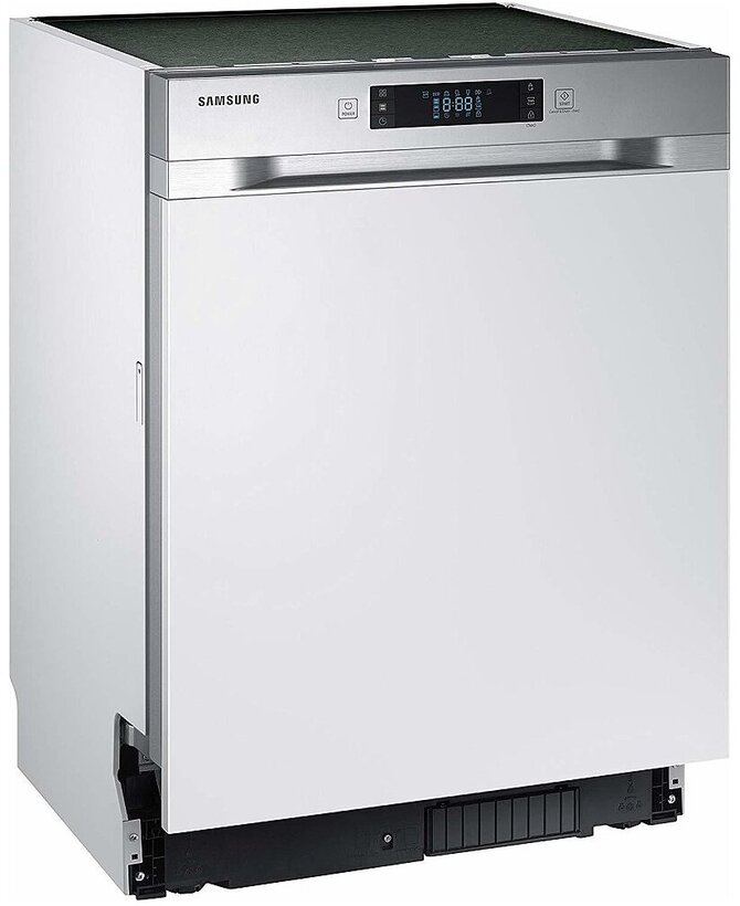 SAMSUNG DW60M6050SS semi-built-in dishwasher with large LED screen, 7 Programs, 1760-2100W, Energy Class E, 44 dBA, 59.8x81.5x55cm, Silver/ Stainless metal