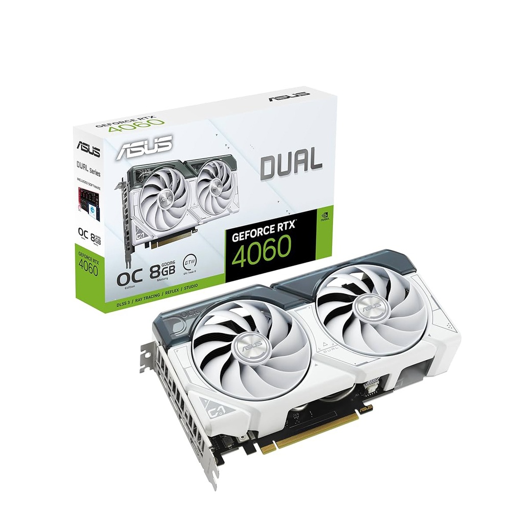 Asus Dual GeForce RTX 4060 Overclock Edition White 8GB GDDR6 128Bit | Graphic Card