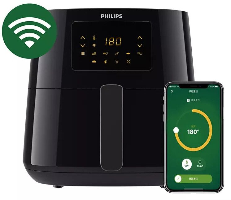 PHILIPS HD9280/90 AIR FRYER XL, 6.2L, WiFi CONNECTED, 2000W, Black
