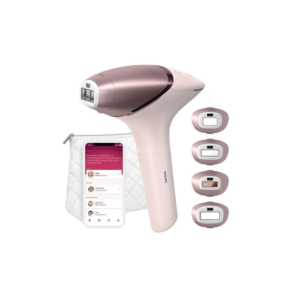 Philips Lumea IPL Hair Removal 9000 Series - Hair Removal Device with SenseIQ Technology, Complete 4-Attachment Set (Body, Face, Bikini, Underarm)(BRI958/00)