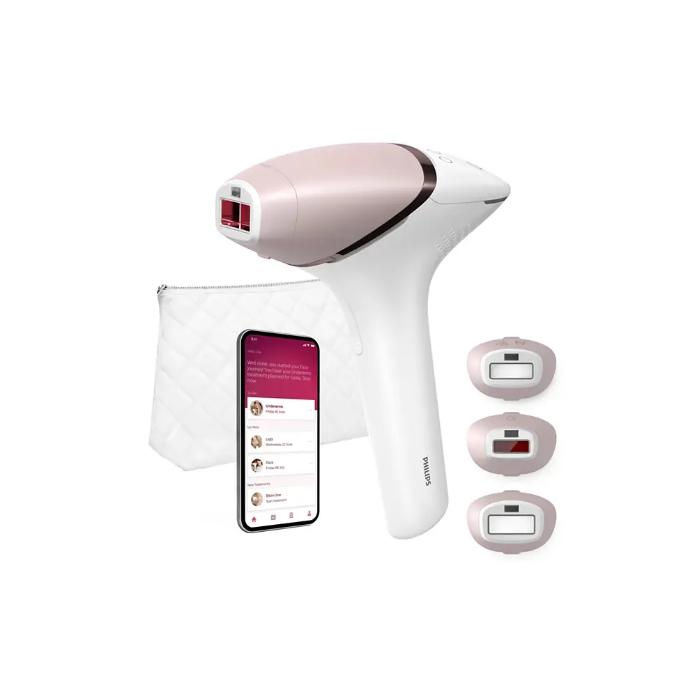 Philips Lumea IPL 9900 Series IPL hair removal device with SenseIQ 3-Attachment Set (Body, Face, Bikini)