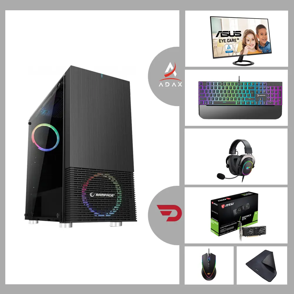 Spark SPK-BUN1 i3-13100F, Nvidia GeForce GTX 1650 GPU, 16GB DDR4 RAM, 512GB NVMe SSD, Gigabyte H610 Motherboard + Asus 100Hz Monitor & Full Gaming Peripherals | Entry Gaming Bundle