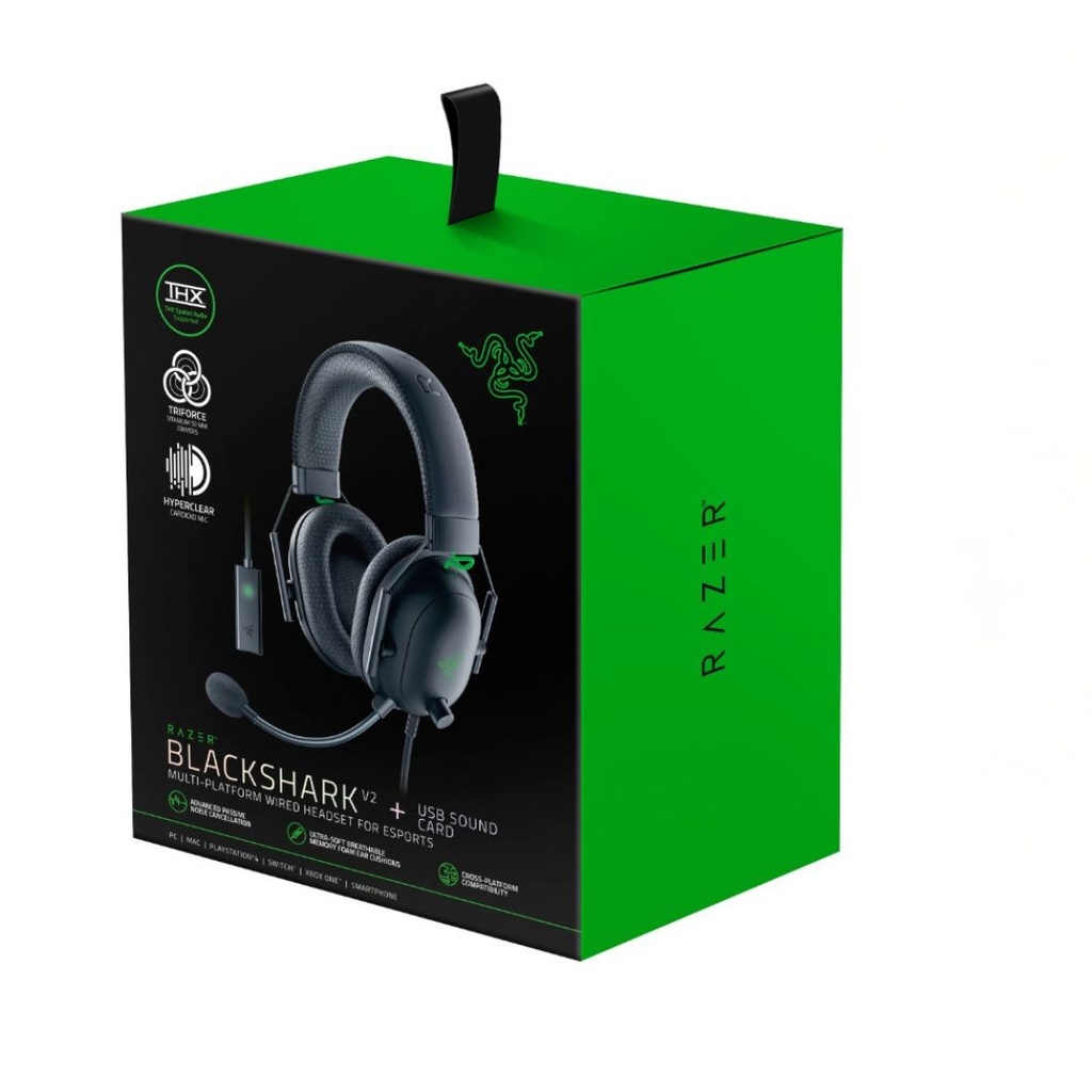 Razer Blackshark V2 with USB Mic Enhancer Wired Gaming Headset