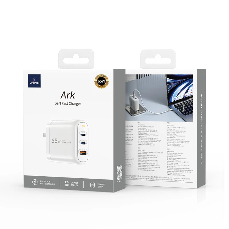 WIWU Ark GaN 65W Fast Charger QC & PD Multi Port Power UK WI-U024