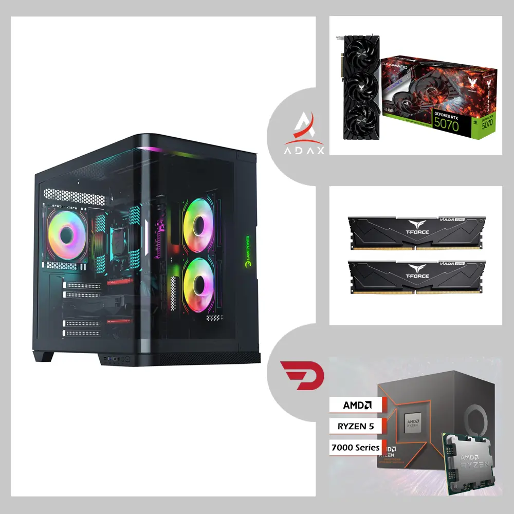 Elite EL-760X Ryzen 5-7600X, Nvidia RTX 5070 GPU, 16GB or 32GB DDR5 RAM, 1TB NVMe SSD, ASUS B650 DDR5 Motherboard | High Gaming System