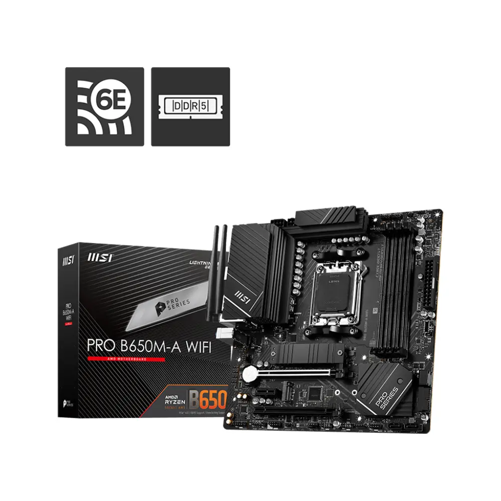 MSI PRO B650M-A WIFI DDR5 6400(OC) HDMI DP M.2 MATX AM5