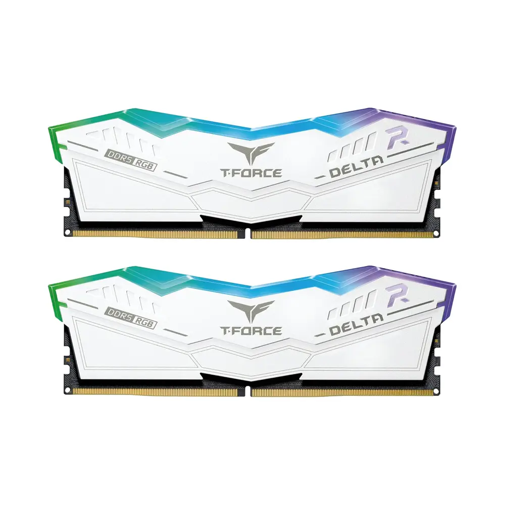 Team T-Force DELTA RGB(WT) 32GB(2x16GB) 7600Mhz CL36 DDR5 White Gaming Ram (FF4D532G7600HC36DDC01)