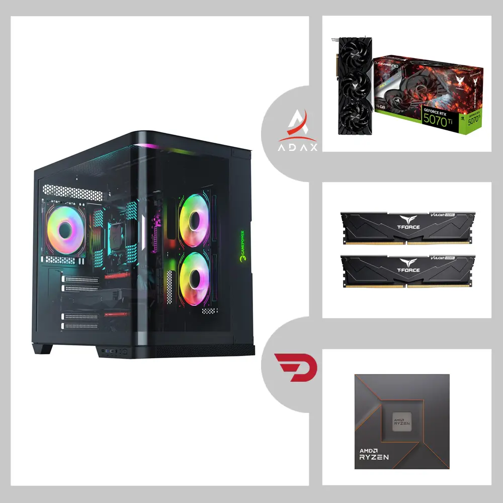 Legend LG-790T Ryzen 7-7700 or Ryzen 9-7900, Nvidia RTX 5070 Ti GPU, 32GB or 64GB DDR5 RAM, 1TB NVMe SSD, ASUS B650 DDR5 Motherboard | Ultra Gaming System