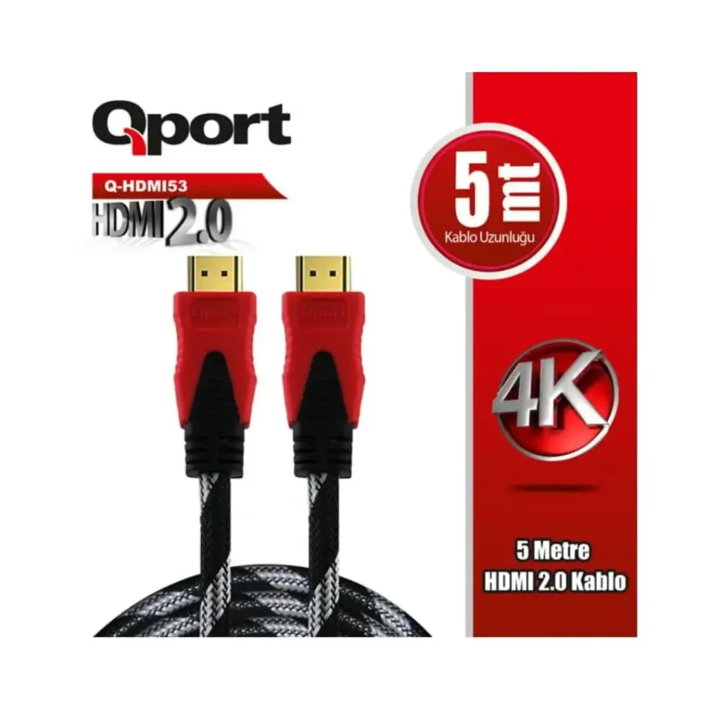 QPORT Q-HDMI53 HDMI 2.0 V ALTIN UÇLU KABLO 5 MT	