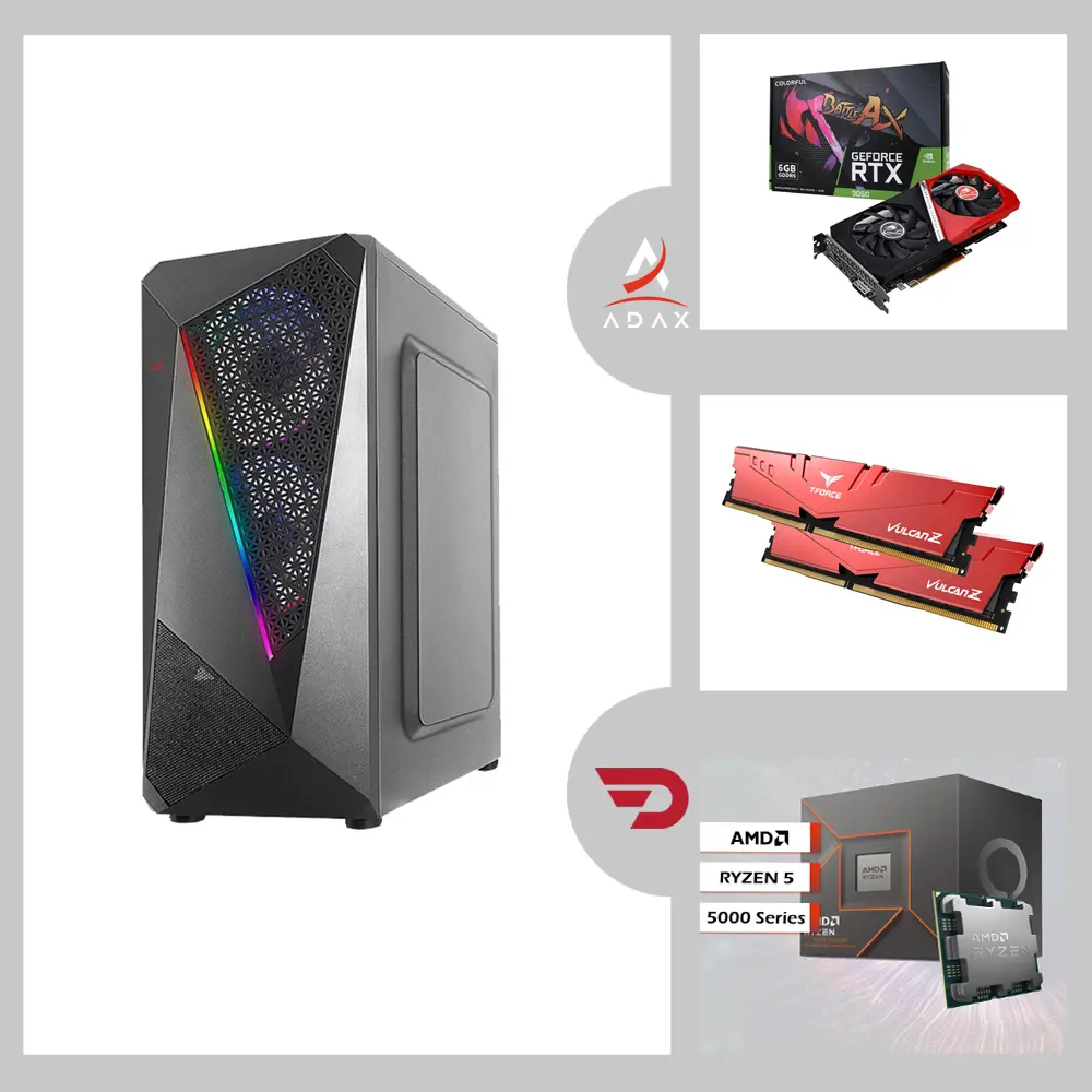 Spark SP-550A Ryzen 5-5500, Nvidia GeForce RTX 3050 GPU, 16GB DDR4 RAM, 512GB NVMe SSD, Gigabyte A520 Motherboard | Entry Gaming System