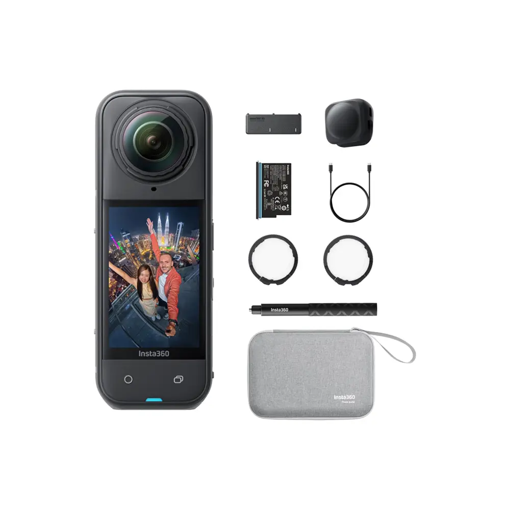 Insta360 X5 Essentials Bundle - Waterproof 8K 360° Action Camera, Leading Low Light, Invisible Selfie Stick Effect, Rugged and Replaceable Lens, 3-Hour Battery, Built-in Wind Guard, Stabilization