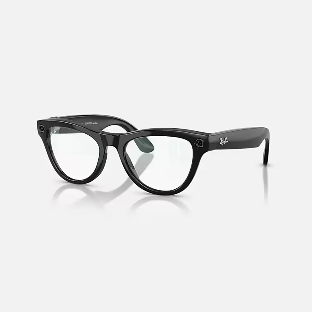 Ray-Ban - Meta Skyler Shiny Black Frame, Clear Lenses, High Bridge Fit | Smart Glasses 