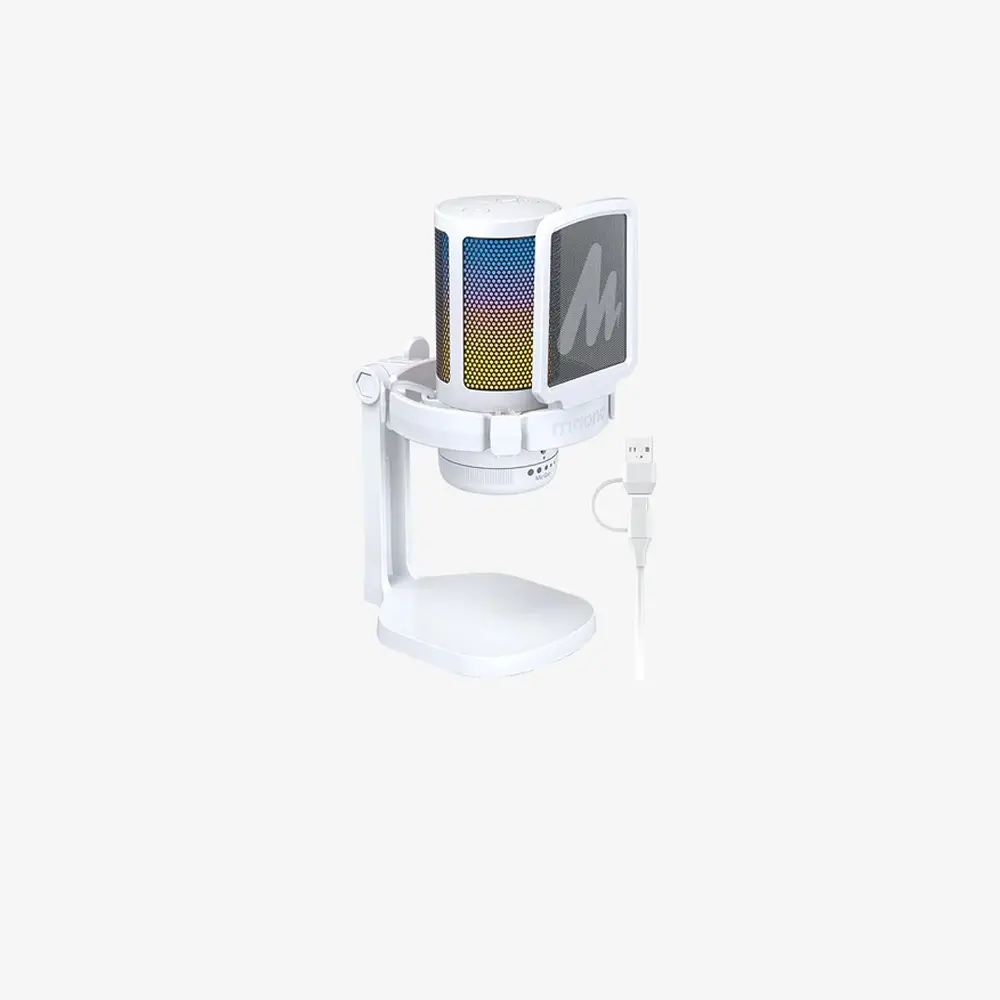Maono DGM20 GamerWave Condenser USB Gaming RGB Microphone - White