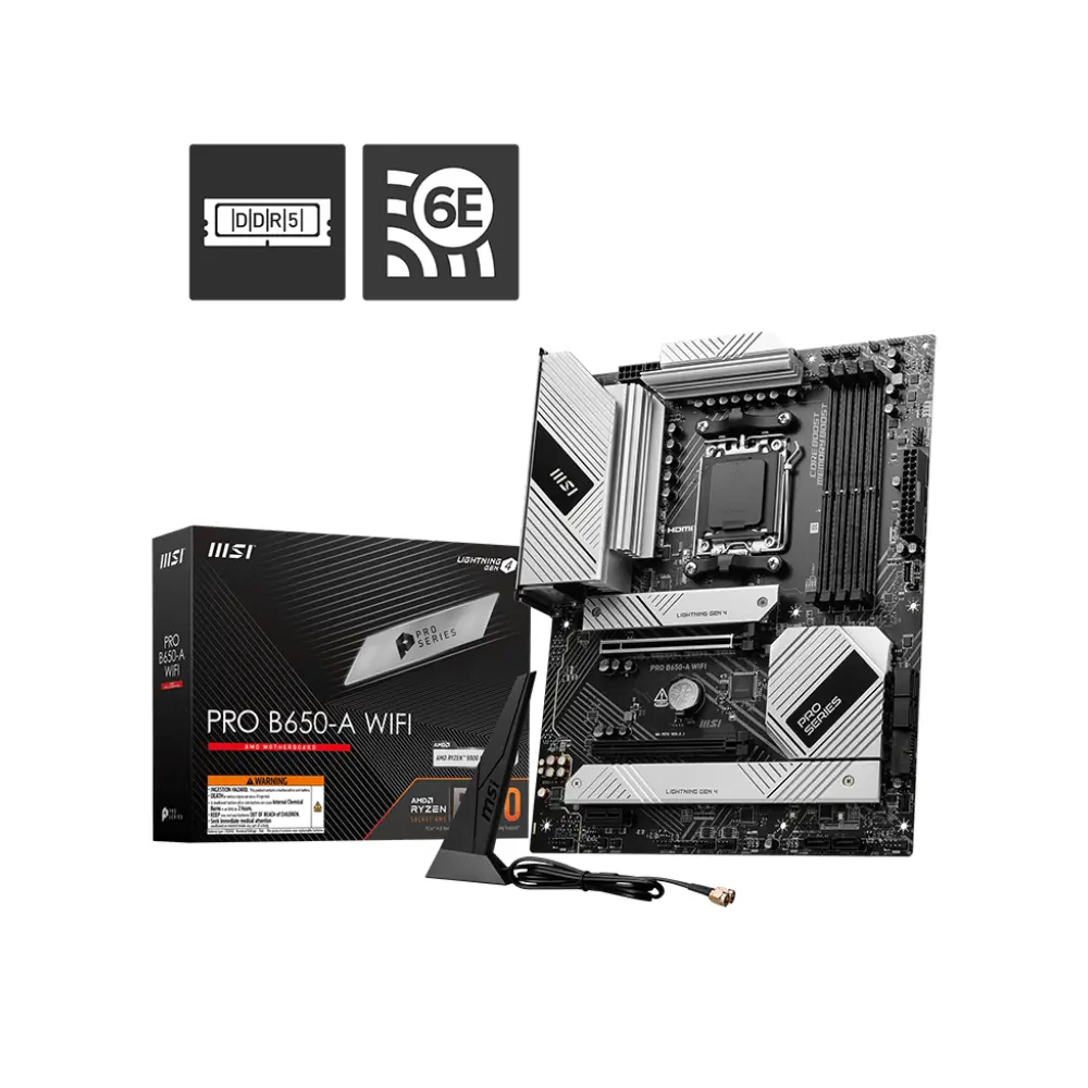 MSI PRO B650-A WIFI AM5 DDR5 7600(OC) AMD Motherboard