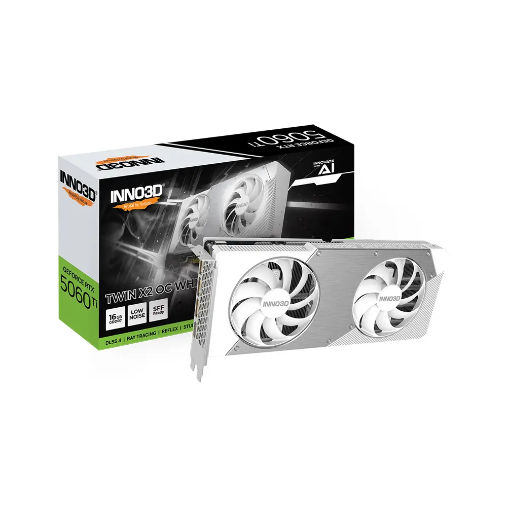 Inno3D GeForce RTX 5060 Ti Twin X2 OC White 16GB 128Bit GDDR7 - Graphics Card 