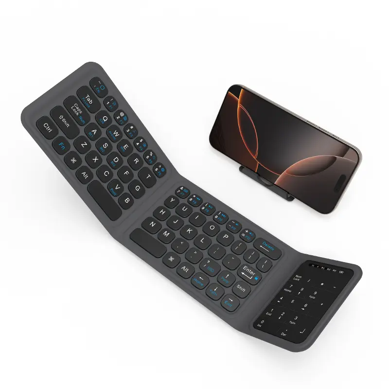 Wiwu FMK-05 Foldable Bluetooth Wireless Keyboard + Desktop Phone Stand (iOS, Android and Windows Compatible)