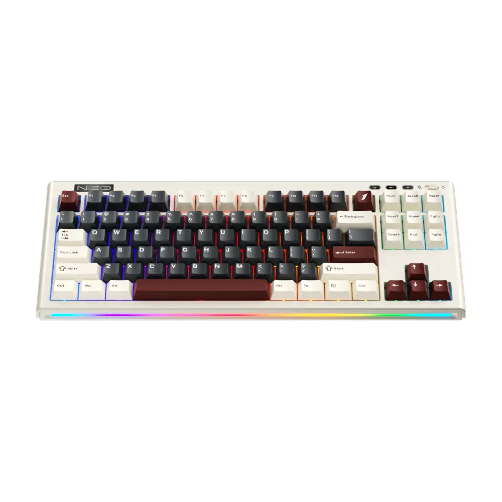 1stPlayer NEO87 88 Key Compact Wired Rome Gaming Keyboard RGB Backlit Lavender Switch
