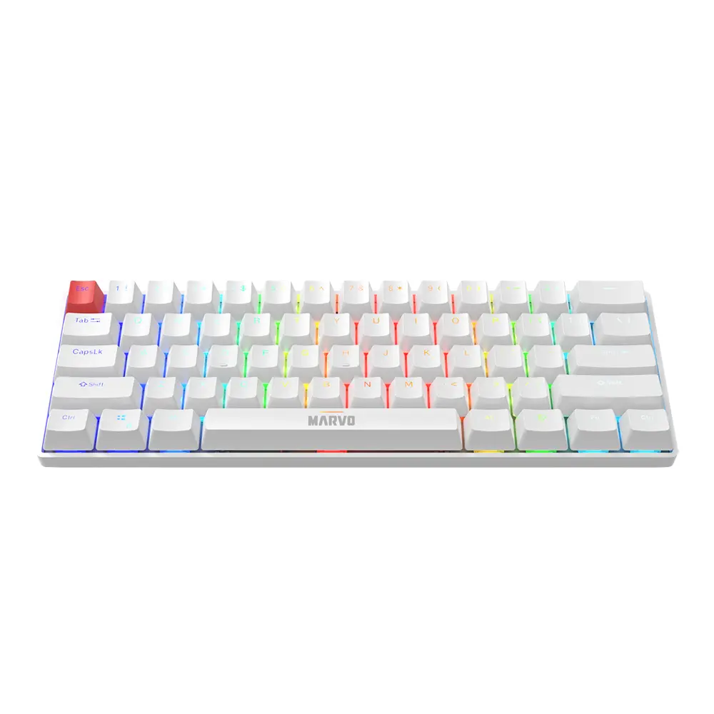 Marvo KG933G WH Saber 61 Key Wired Mechanical RGB Blue/Red Switch White Gaming Keyboard