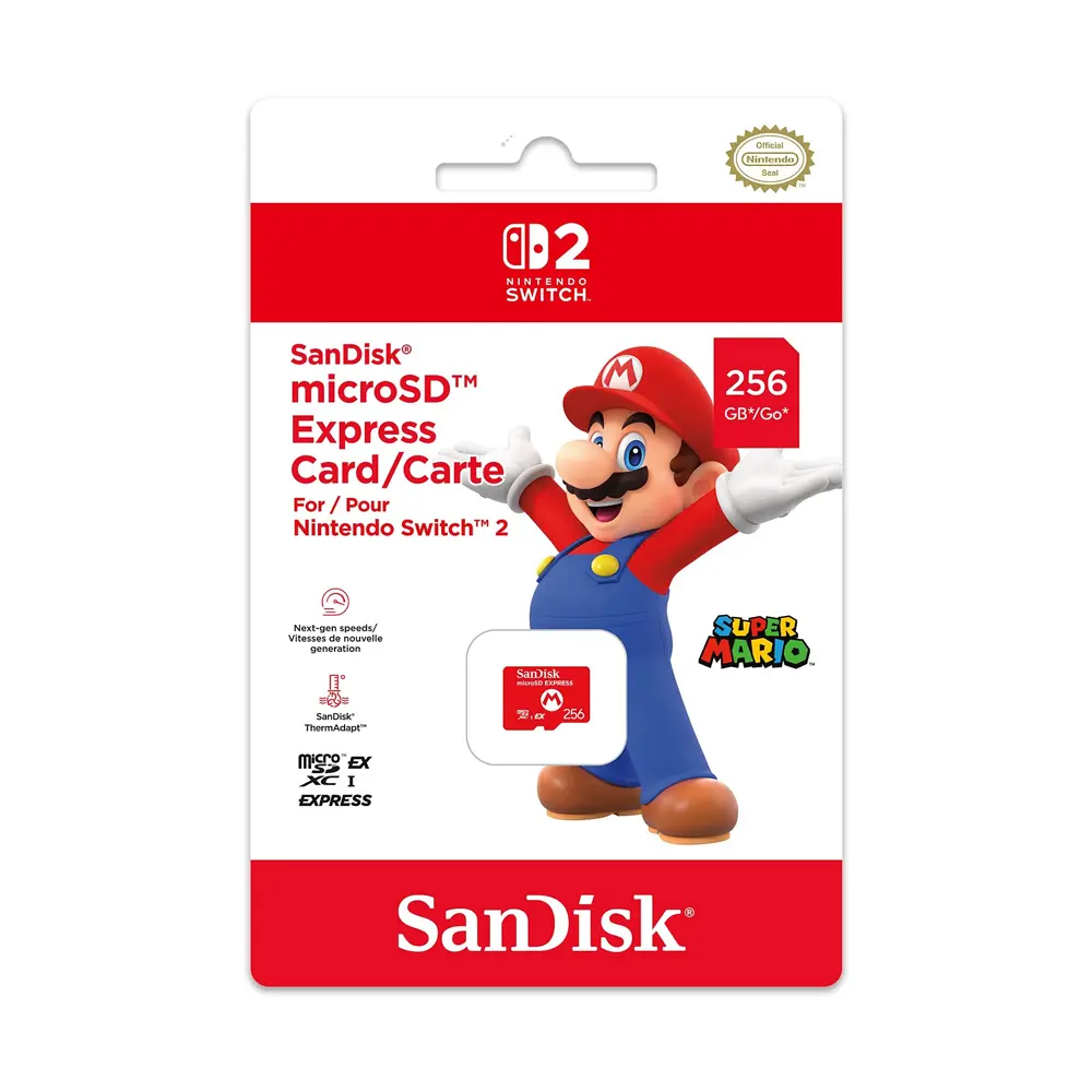 SanDisk 256GB microSD Express Card for Nintendo Switch 2 Super Mario Edition 