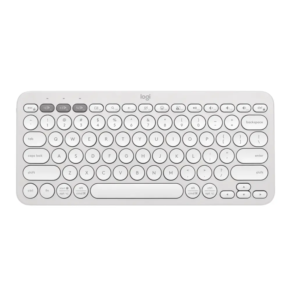 Logitech K380S Pebble Keys 2 Wireless White Multi-Device Keyboard Compact Silent Design 