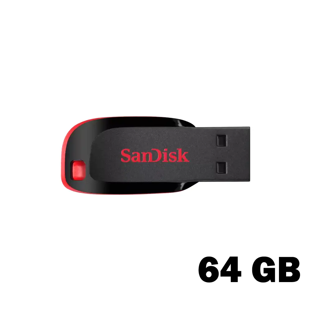 SanDisk Cruzer Blade 64GB USB 2.0 Red Flash Drive