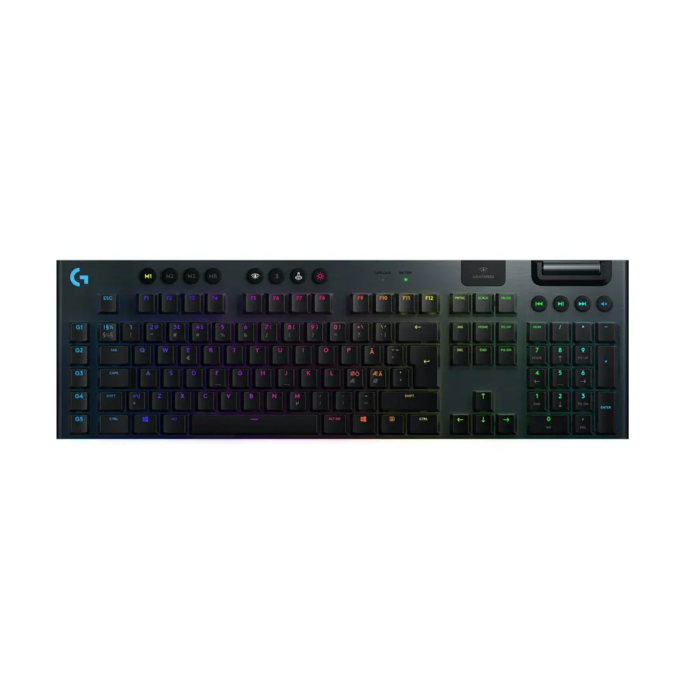 Logitech G915 LIGHTSPEED RGB Mechanical GL Clicky Switch Carbon US International Layout Dual Wireless Black Gaming Keyboard (2.4GHz + Bluetooth)