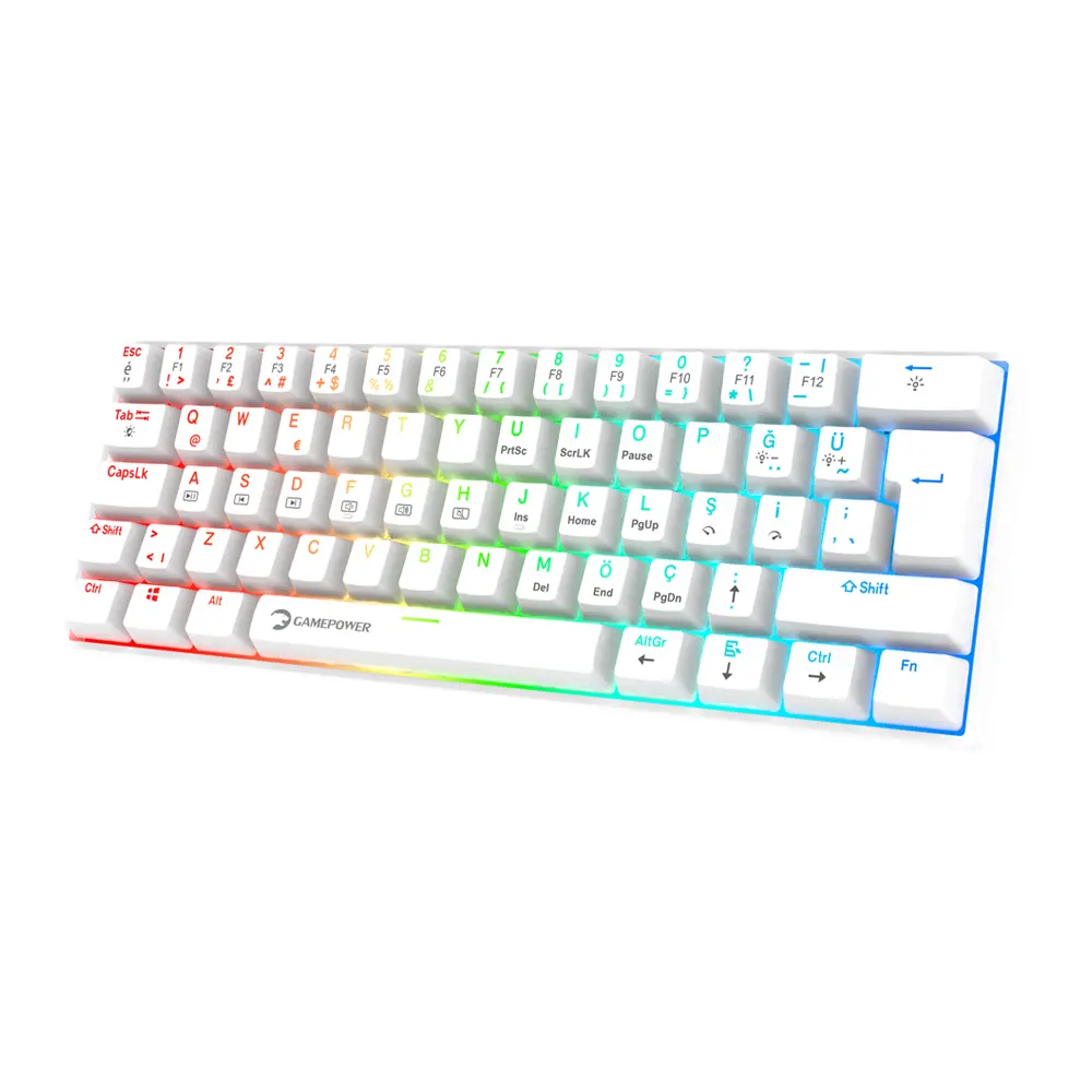 Gamepower LYRA RGB 60M White Mechanic Blue Switch Wired Gaming Keyboard