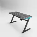 Adax Base Z 120cm Ergonomic Computer Table with Z-Shaped Frame, Cup Holder, Headset Hook, RGB Accent - Black Gaming Desk (Without Installation)