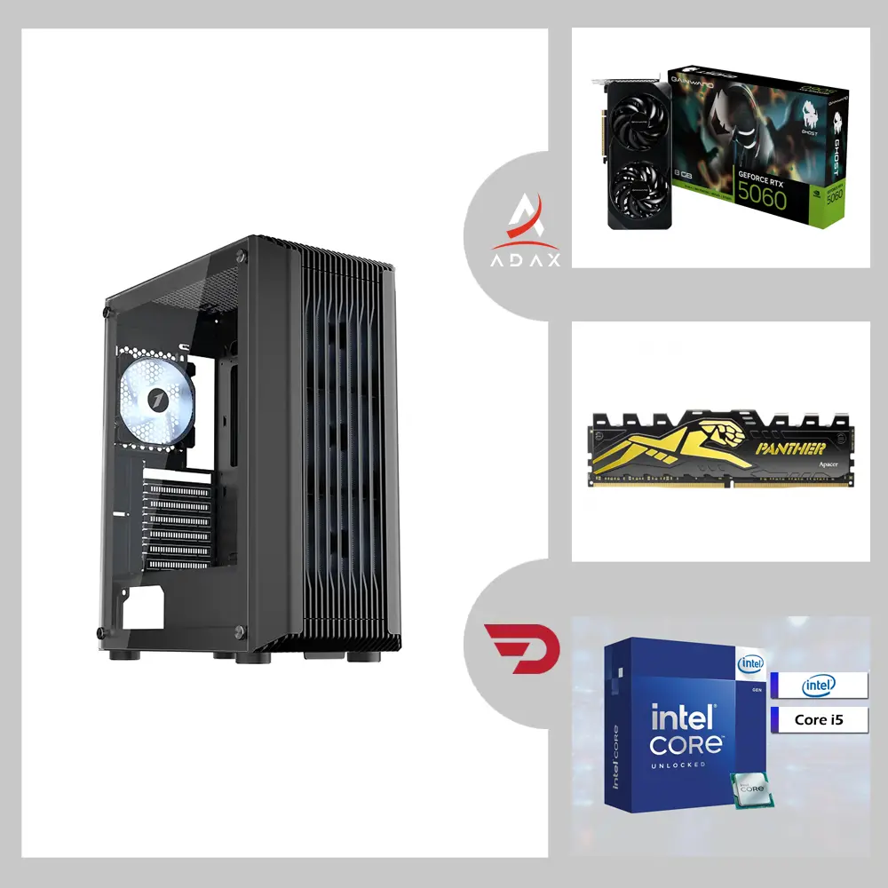 Blaze BL-506A Intel i5-12400F, Nvidia GeForce RTX 5060 8GB Graphic Card, 16GB DDR4 RAM, 1TB NVMe SSD, MSI Pro H610M Motherboard | Mid-Range Gaming System