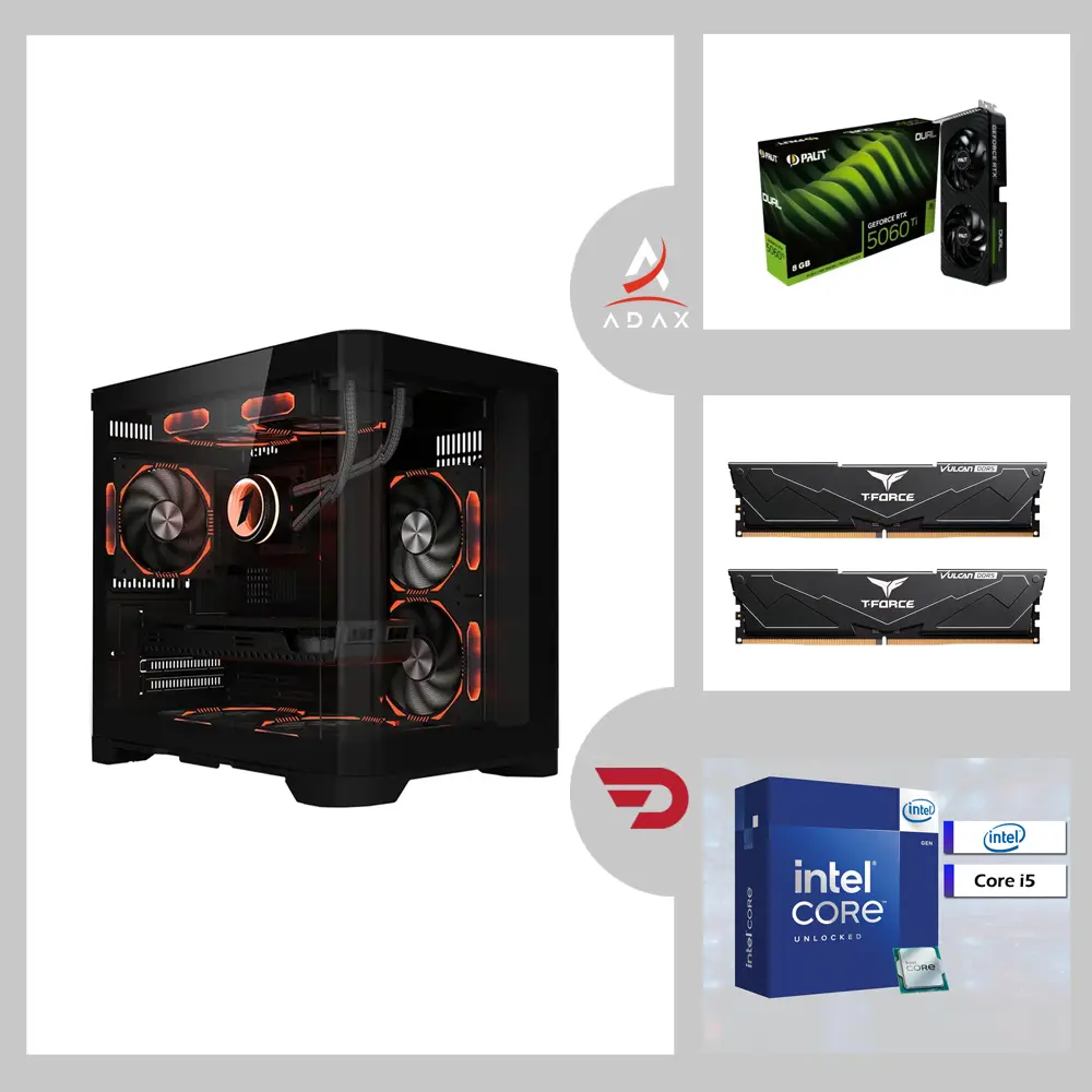 Bolt BT-506Ti Intel i5-14400F, Nvidia GeForce RTX 5060 Ti 8GB\16GB Graphic Card, 32GB DDR5 RAM, 1TB NVMe SSD, ASUS PRIME H610M-K Motherboard | Mid-Range Gaming System