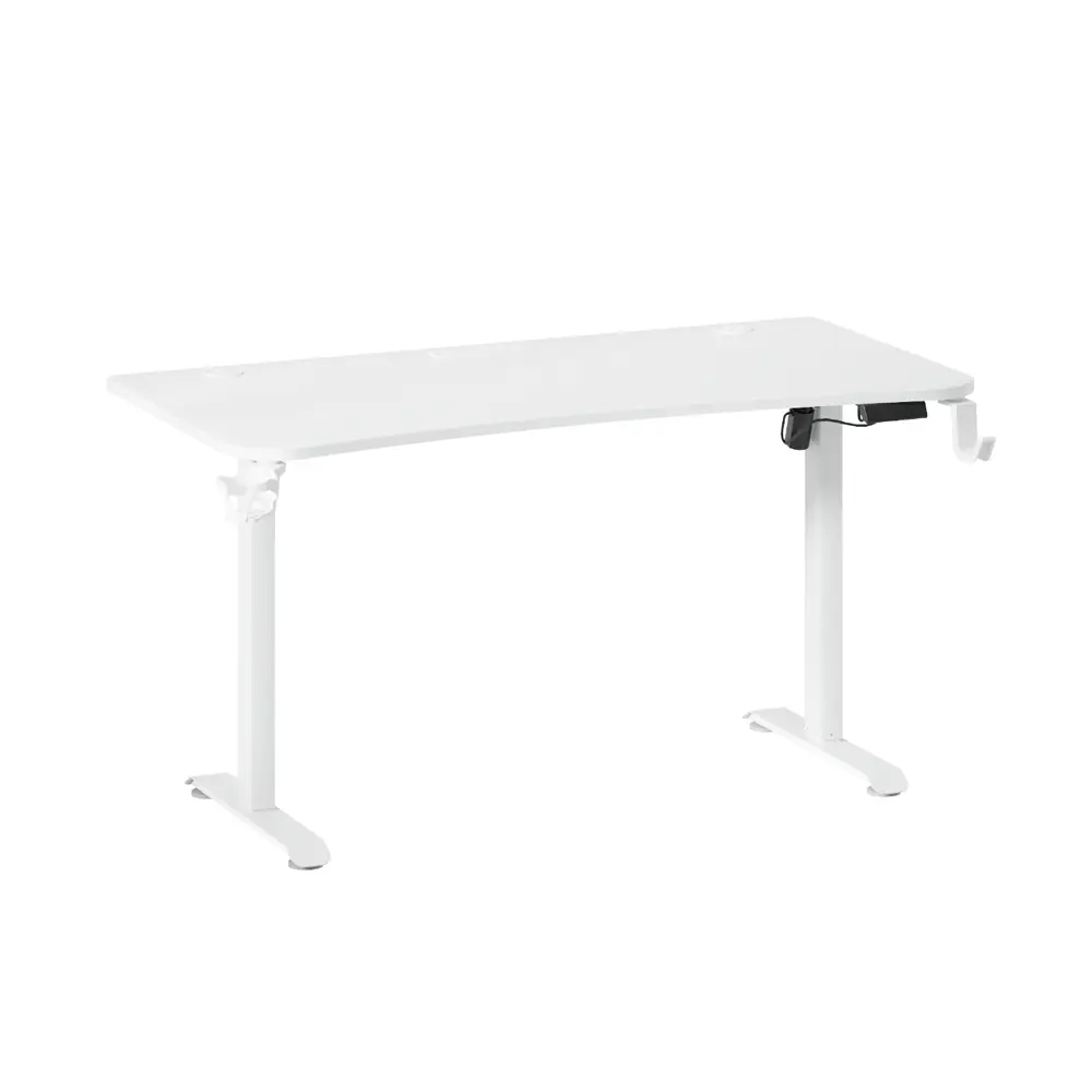 Adax EVEREST Height Adjustable Curved-Edge White Smart Desk with USB, Type-C, AC Charging & Cable Management (140×70cm) (Without Installation)