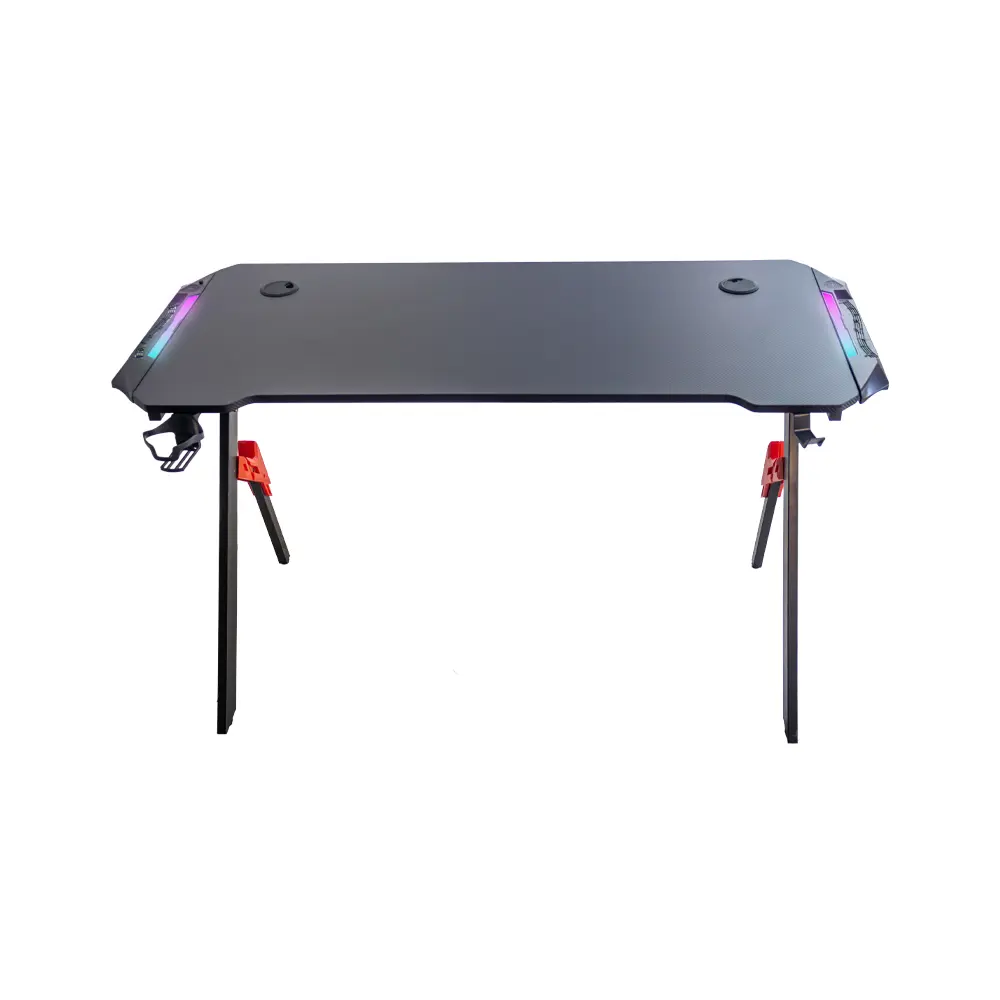 Adax Spider Gaming Desk 120cm Carbon Fiber Surface Computer Table with Headset Hook, Cup Holder, RGB Lighting  Spider-Leg Design Black Gaming Desk (Without Installation)