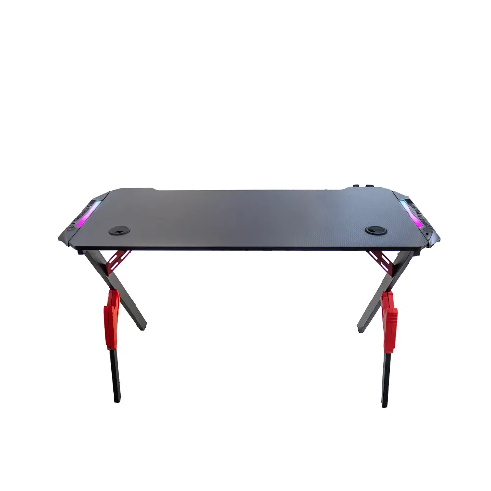 Adax Spider Gaming Desk 120cm Carbon Fiber Surface Computer Table with Headset Hook, Cup Holder, RGB Lighting Unique Spider-Leg Design Gaming Desk