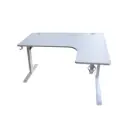 Adax EDGE L-L 1400mm L-Shaped Computer Desk with Ergonomic Cut-Out, Steel Frame, Cable Ports White Gaming Desk 