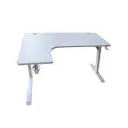Adax EDGE L-L 140cm L-Shaped Computer Desk with Ergonomic Cut-Out, Steel Frame, Cable Ports White Gaming Desk - Without Installation
