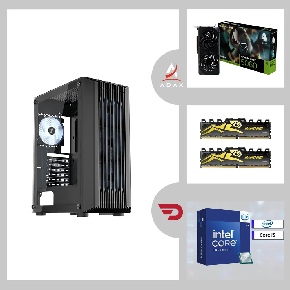 Blaze BL-506AB Intel i5-12400F, Nvidia GeForce RTX 5060 8GB Graphic Card, 32GB DDR4 RAM, 1TB NVMe SSD, MSI Pro H610M Motherboard | Mid-Range Gaming System