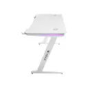 Adax Base Z 120cm Ergonomic Computer Table with Z-Shaped Frame, Cup Holder, Headset Hook, RGB Accent - White Gaming Desk (Without Installation)