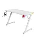 Adax Base Z 120cm Ergonomic Computer Table with Z-Shaped Frame, Cup Holder, Headset Hook, RGB Accent - WHITE Gaming Desk