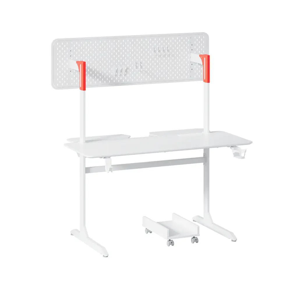 Adax FOCUS Ergonomic with Pegboard & Charging Hub - White Gaming Desk (Without Installation)