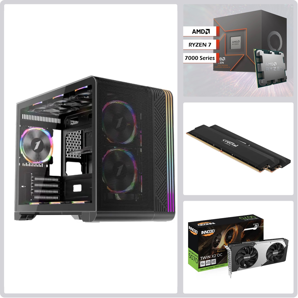 Blaze BL-770B Ryzen 7-7700, Nvidia GeForce RTX 5070 Graphic Card, 32GB DDR5 RAM, 1TB NVMe SSD, MSI B650M Motherboard | High Gaming System